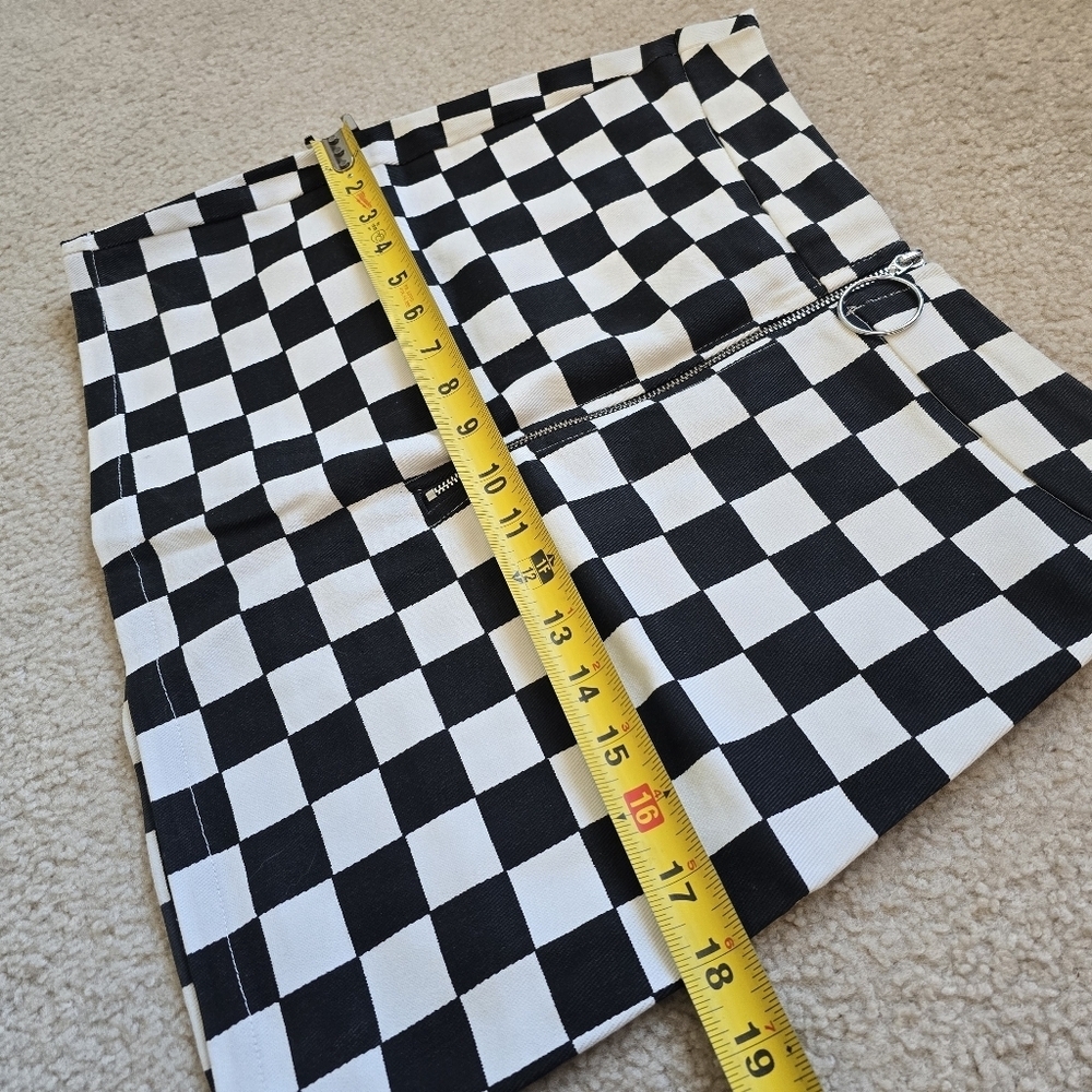 🌈Coolane O-Ring Zip Fly Checkered Black and White Skirt Size Small US 4 - Picture 7 of 9